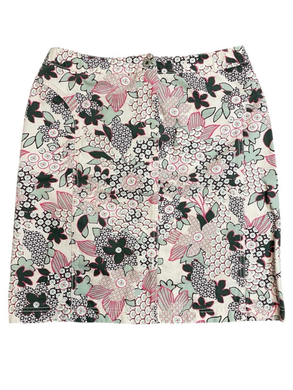 Max Mara Weekend Pink Cotton Denim Floral Pencil Mini Skirt